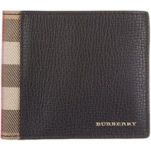 NEW Burberry Black Tartan House Check Leather Bifold Wallet